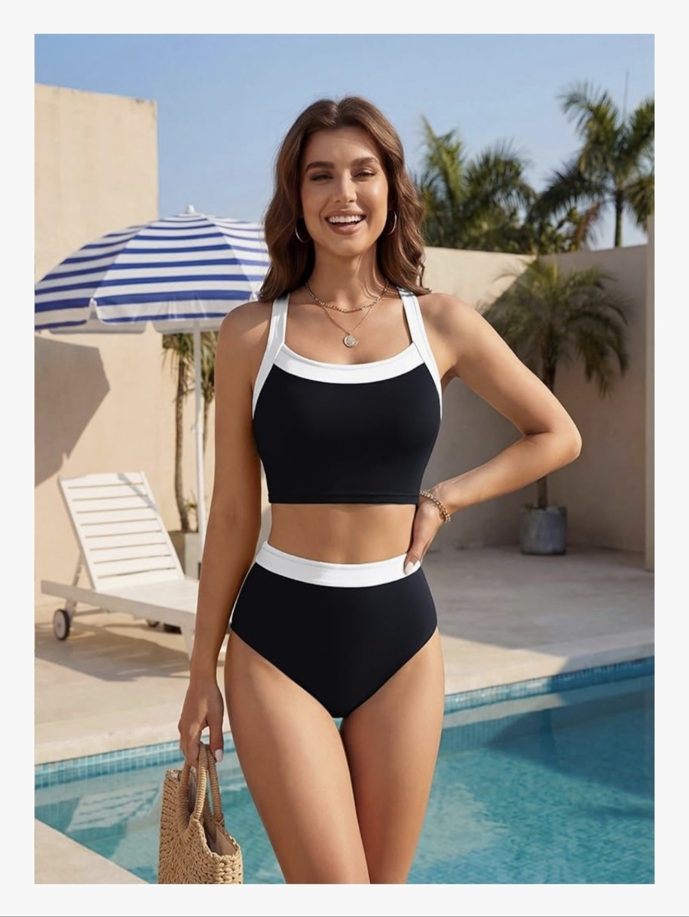 NWT BMJL Black & White 2 Piece Swimsuit - Medium
